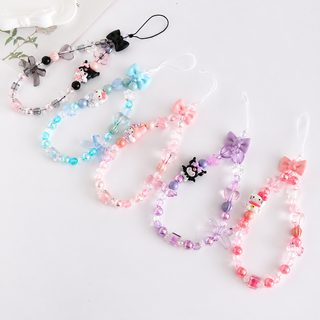 산리오 캔디 컬러 비즈 스마트폰 스트랩 DIY 휴대폰 케이스 연결고리 동물