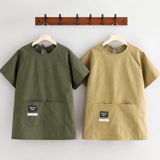 防泼水短袖简约围裙家用厨房罩衣logo印字防污半袖工作服餐饮专用