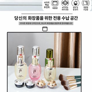 대용량 무지개 마름모 퀼팅 화장품 수납 케이스 거울 포함 휴대용 방수 가