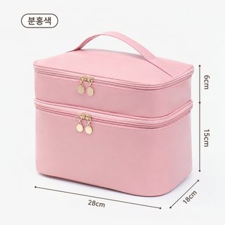 더블 클러치 대용량 세면팩 Pu 방수 파우치 여행 휴대용 세면용품 화장품 수