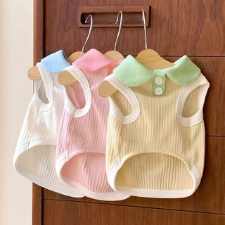 고양이 테디 얇은 줄무늬 여름 시나리 강아지 옷 여름 애완동물 비곰 봄가