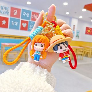신형 캐릭터 Q 멍 해적 열쇠고리 귀여운 루피 초바 걸이 자동차 열쇠고리 인형기 선물