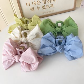 가벼운 리본 집게핀 여성 헤어핀 뒤통수 볼륨 상어집게 고급스러운 천 리본