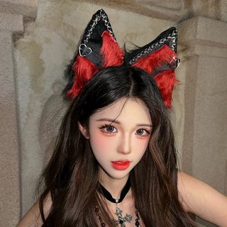 개성 짐승 귀 머리 장식 매운 여자 펑크 여우 귀 금속 머리띠 아문화 원숙풍