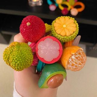 귀여운 과일 벨벳 머리끈 고탄력 헤어링 봄여름 데일리 헤어 액세서리