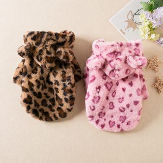 반려동물 겨울 외투 호피무늬 두꺼운 강아지 고양이 옷 중소형견 네발 의류