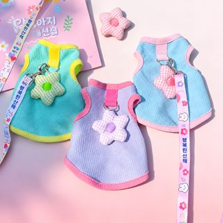 고양이 강아지 옷 봄, 여름 애완동물 영 짧은 남색 고양이 털 제거 방지 통