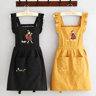 여름철 얇은 물 뿌리기 방지 앞치마 가정용 주방 요리 통기 꽃집 한국판 작업복 음식 전용 여성