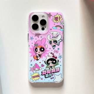 산리오 파워퍼프걸 아이폰 16 15 14 13 12 프로 맥스 풀커버 범퍼 휴대폰 케이