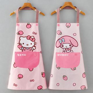 왕홍 만화 앞치마 주방 가정용 요리 방수 방유 귀여운 앞허리 출근 음식 더러움 방지 작업복녀
