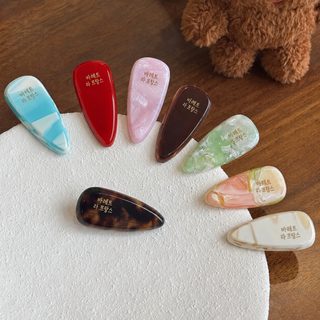 두께 4mm 한국 금표 아세테이트 핀고급감 옆면 귀여운 머리핀 오리 주둥이 핀머리 액세서리