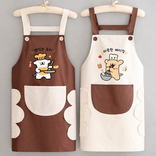 时尚卡通围裙家用厨房防水做饭围腰餐饮专用防油印字工作服上班女