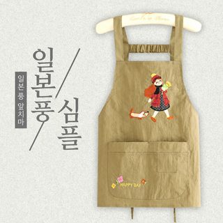 서양식 한국판 앞치마 가정용 주방 요리 만화 앞허리 여자 2025 신형 음식 작업복 프린트 성인