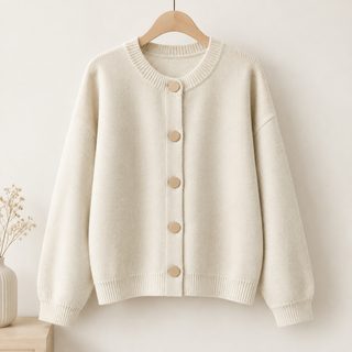 가을 겨울 디자인 감각 싱글 버클 단색 니트 스웨터 여성 코트 카디건 나른