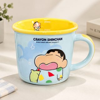 귀여운 캐릭터 도자기 눈금 머그컵 가정용 커피 우유컵