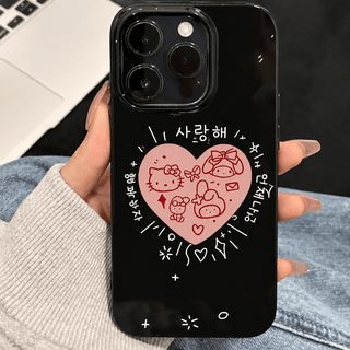 하트 삼려갈매기 애플 16Plus 휴대전화 케이스 아이폰15 부드러운 소녀 14 소