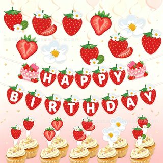 크로스보더 명절 생일 테마 파티 케이크 플러그인 장식 딸기 라기 라화 걸