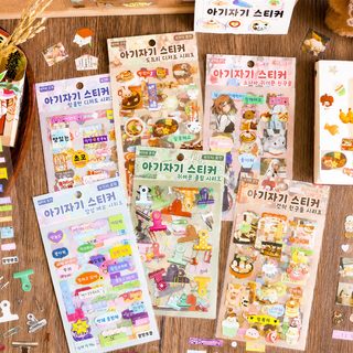 웨전 빈티지 PET 다꾸 스티커 다이어리 꾸미기 DIY 칼선 스티커 6종