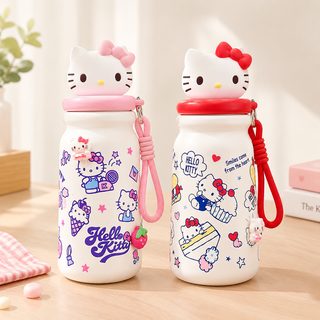 캐릭터 빨대 보온병 440ml 차거름망 휴대용 물병
