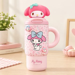 캐릭터 손잡이 빨대 보온보냉 텀블러 650ml 316 스테인리스