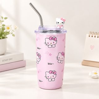 캐릭터 스테인리스 빨대 텀블러 450ml 휴대용 보온보냉컵