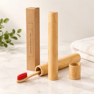 휴대용 대나무 원통형 칫솔 보관 케이스