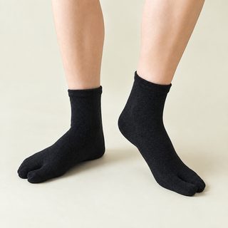 남성 두 손가락 양말 가을 겨울 굽 단색 면 발가락 양말 땀 흡수 통기 운동