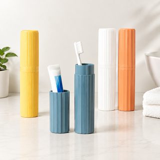 굵은 줄무늬 휴대용 칫솔 케이스 겸 양치컵 PP 42x198mm