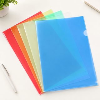 A4 A5 PP L자형 싱글 파일홀더 투명 컬러 시험지 서류 정리 클립 폴더 로고 인