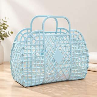마름모 격자 손잡이 PE 욕실 다용도 수납 바구니