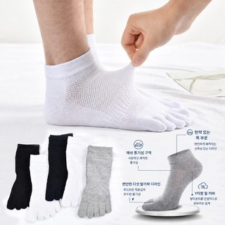 남성 다섯 손가락 양말 통기 흡한 그물 양말 얇은 짧은 양말 여자 봄 여름