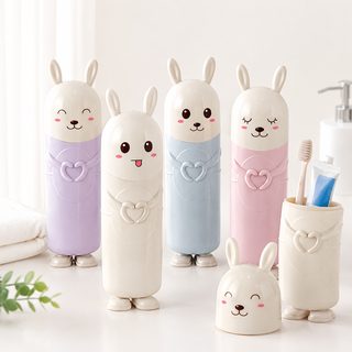 휴대용 토끼 칫솔 치약 보관 케이스 PP 소재