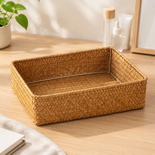 풀 짜임 탁상 수납 바구니 리모컨 화장품 정리함 일본식