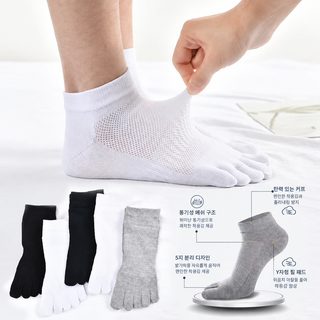 다섯 손가락 양말 여름 남성 짧은 양말 망양말 정소면 순색 공장 도매 퇴색