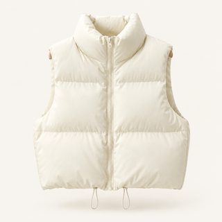 여성 숏 패딩 조끼 하이넥 집업 루즈핏 데일리 베스트