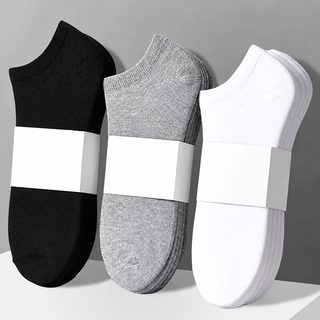 양말 남자 여름 단색 흑백 회색 배 양말 남녀 공용 얕은 입 통기 짧은 양말