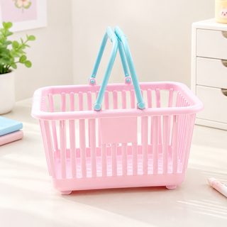 PP 미니 손잡이 수납 바구니 문구 화장품 정리함