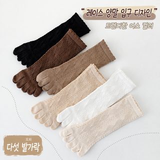 다섯 손가락 양말 여자 여름 레이스 중통 양말 방취 내마모 분지 통기 흡한