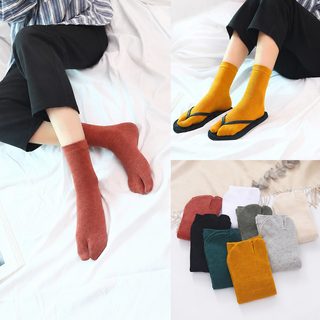 여자 양말 두 발가락 양말 일본 나막신 양말 가을/겨울 면 분지 양말 순색