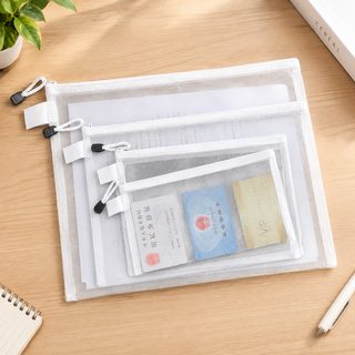 A4 A5 A6 투명 망사 지퍼 서류봉투 학생 사무용 파일 자료 수납가방