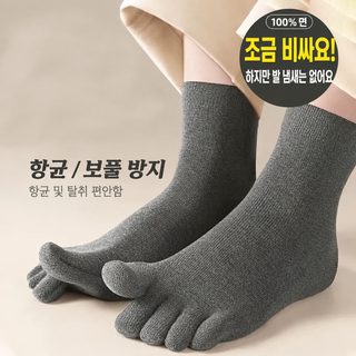 남성 다섯 손가락 양말 발가락 분리 땀 흡수 방취 운동 순면 중통 양말 봄
