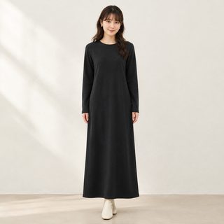 여성 기모 긴팔 롱 원피스 루즈핏 가을 겨울 데일리룩