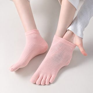 망공 여자 양말 여름 얇은 다섯 손가락 양말 분지 양말 짧은 양말 면 다섯