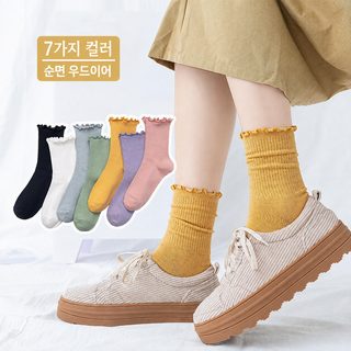 목귓가 양말 여자 봄여름 중통 양말 일본계 더미 양말 순색 면양말 여자 한