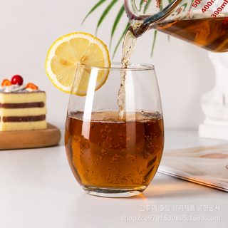 투명 유리컵 450ml 에그형 대용량 주스컵 차·아침식사용 냉음료컵