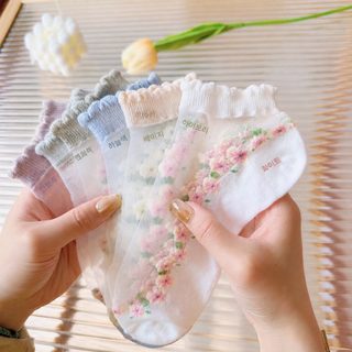 꽃무늬 유리실 여자 여름 짧은 양말 일본계 귀여운 작은 상큼한 ins 짧은 양