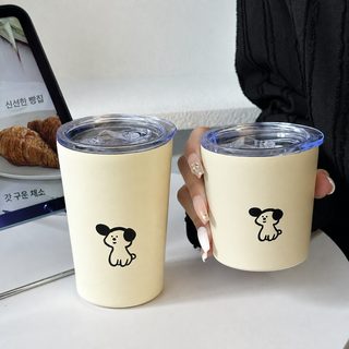 인스타 감성 크림 강아지 304 스테인리스 보온 텀블러 휴대용 커피컵 240ml 360