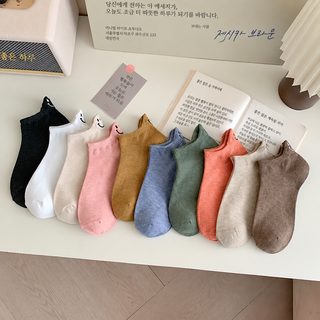 여성 스마일 자수 페이크삭스 사계절 데일리 발목 덧신 양말 10컬러