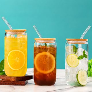 크로스보더 16oz 고붕소 실리콘 콜라 물컵 심플 내고온 커피 음료 투명대 대