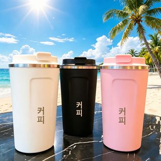 크로스보더 스테인리스강 보온컵 이중 진공 뚜껑 커피 컵 스마트 현온 고용